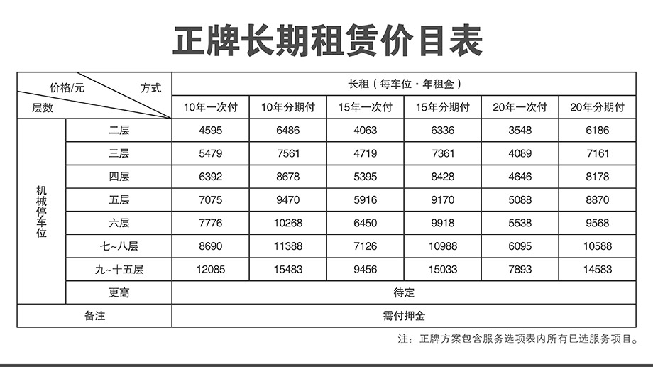 四川立体车库正牌长期租赁价目表